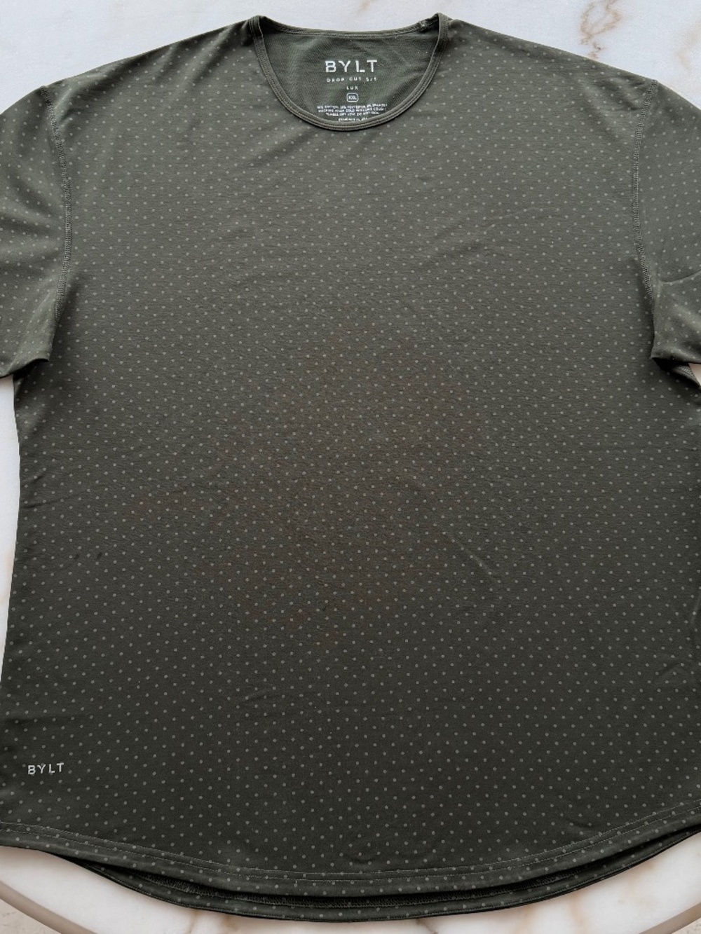 BYLT / XXL / LUX / 70% Cotton, 25% Polyester, 5% Spandex / OD Green w/Polka Dots